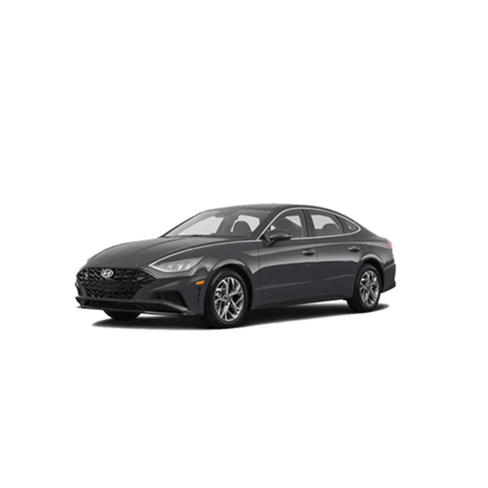 3-piece black carpet floor mats set for a sedan, displayed with vehicle