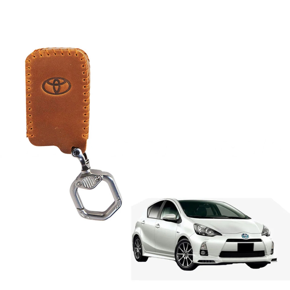 Toyota Aqua Leather Key Cover (2012-2021) – Premium Brown Case