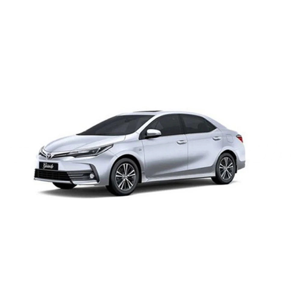 Silver Toyota Corolla sedan, front three-quarter view
