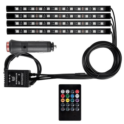 Interior Atmosphere Lights RGB 4PCS 48 LED Car Ambient Lights with Remote Sound Active Interior LED Kit