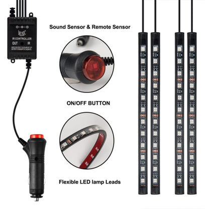 Interior Atmosphere Lights RGB 4PCS 48 LED Car Ambient Lights with Remote Sound Active Interior LED Kit