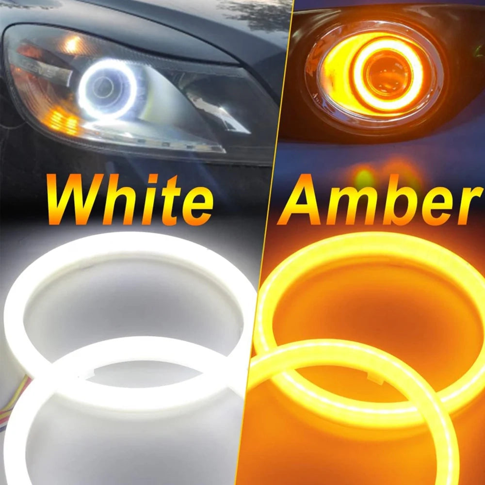 Angel Eyes Halo Rings COB LED White Yellow Switchback 2Pcs