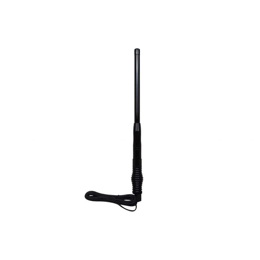 UHF CB whip antenna with coiled cable and black base