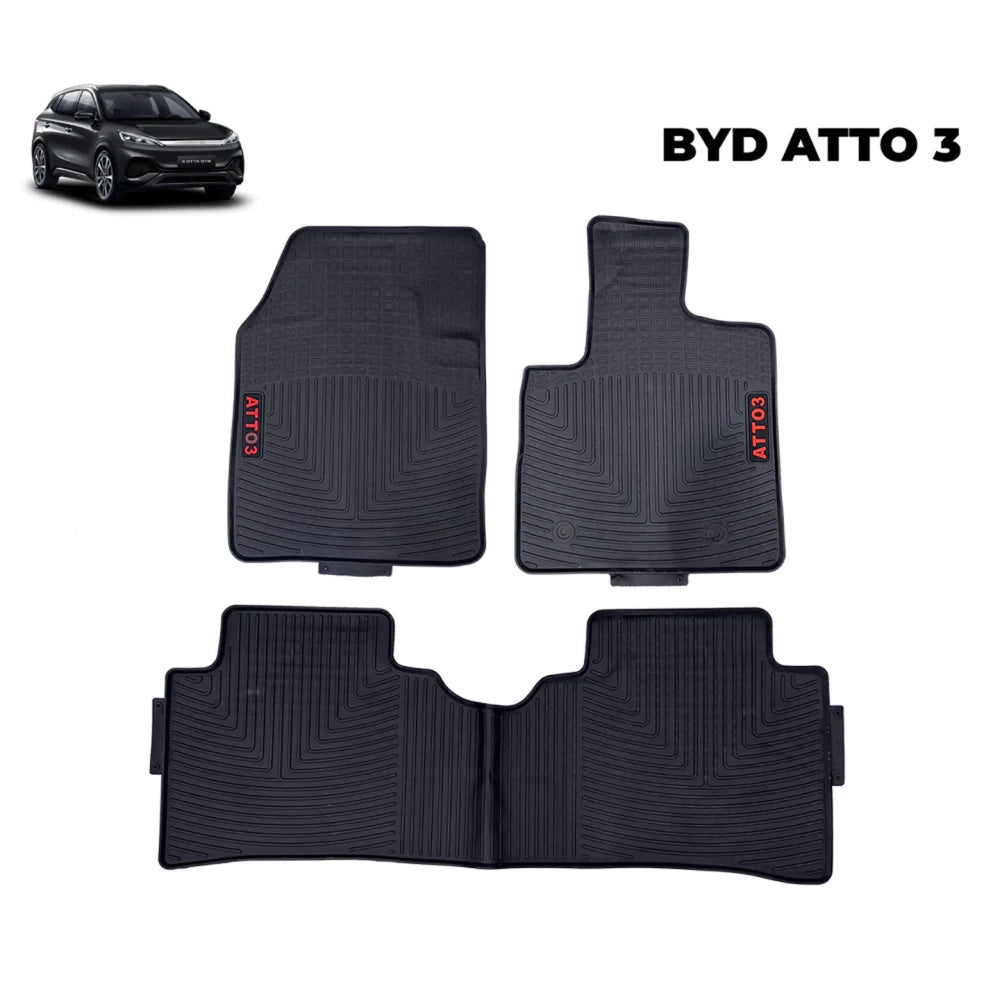 BYD Atto 3 EV Latex Imported Rubber Floor Mats Black