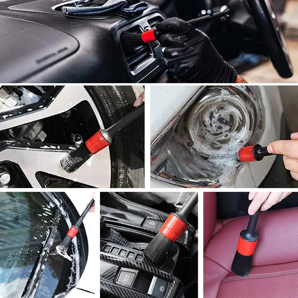 Car Detailing & Cleaning Brush Set (5 Pcs) - Multi-Size Detail Brushes