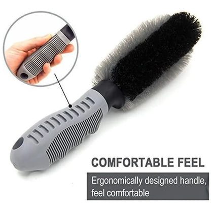 Car Rim Wheel Cleaning Brush Double Sided Grey Black