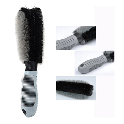 Car Rim Wheel Cleaning Brush Double Sided Grey Black