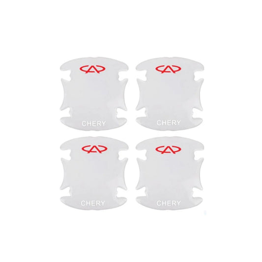 Set of 4 transparent inner door handle protectors with red Chery logo