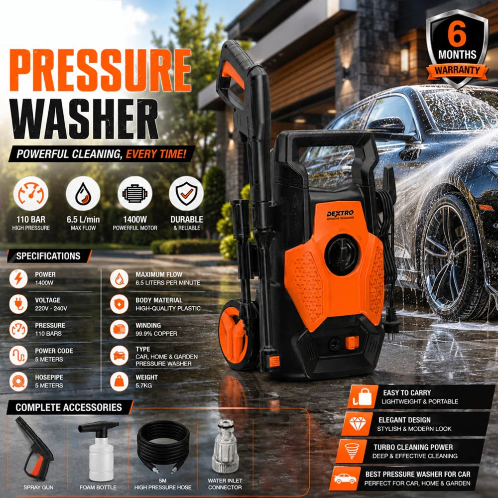 Dextro DX-110 Turbo Pressure Washer High Pressure Car Washer 110 Bar