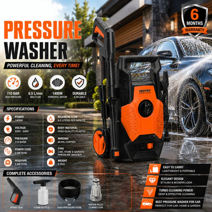Dextro DX-110 Turbo Pressure Washer High Pressure Car Washer 110 Bar