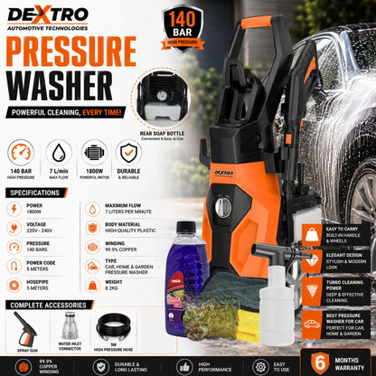 Dextro DX-140 Turbo Pressure Washer High Pressure Car Washer 140 Bar
