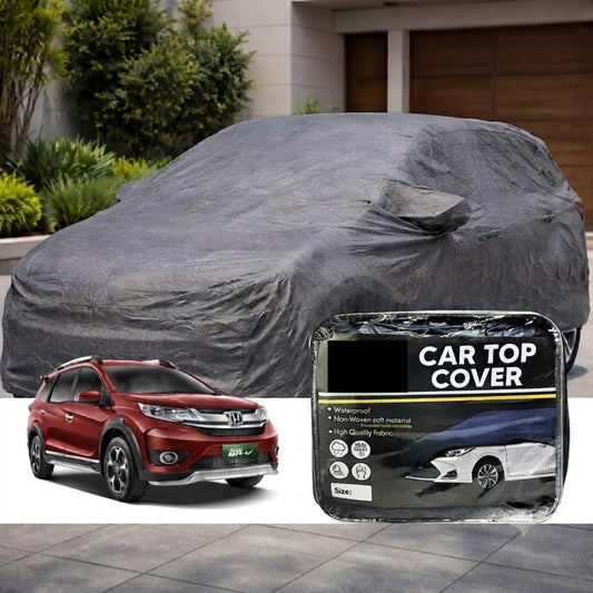 Gray waterproof non-woven top car cover with elastic tie strap