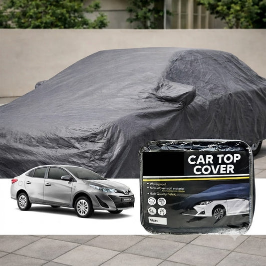 Gray non-woven waterproof car top cover for Toyota Yaris (2020–2025), with bag