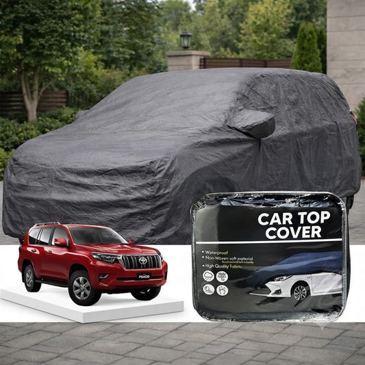 Gray non-woven car top cover for Toyota Land Cruiser Prado (2009–2019), fitted on SUV