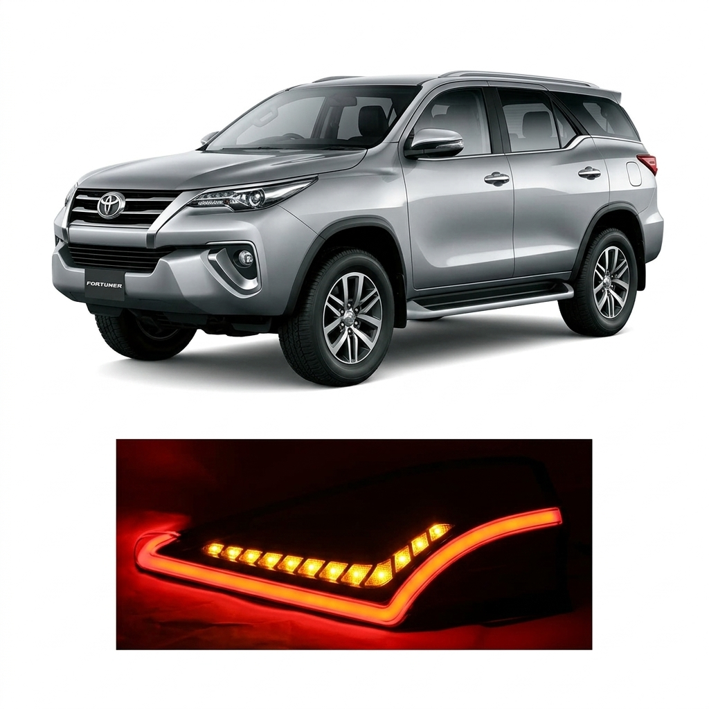 Toyota Fortuner LED Taillamp Cover Black 2016-19 ABS Guard