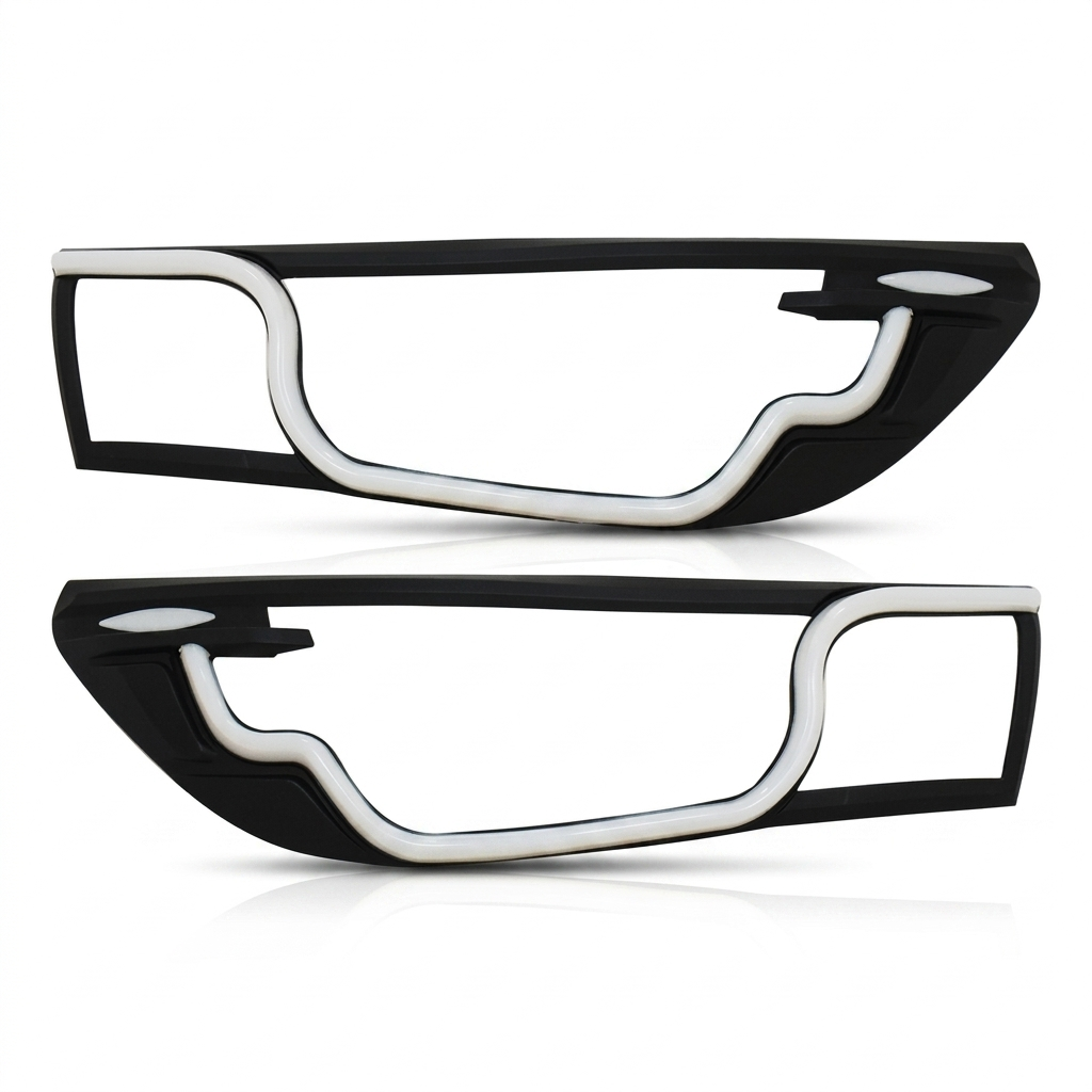 Toyota Hilux Revo Headlight LED Cover Black 2015-19 ABS Guard
