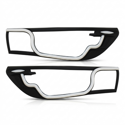 Toyota Hilux Revo Headlight LED Cover Black 2015-19 ABS Guard