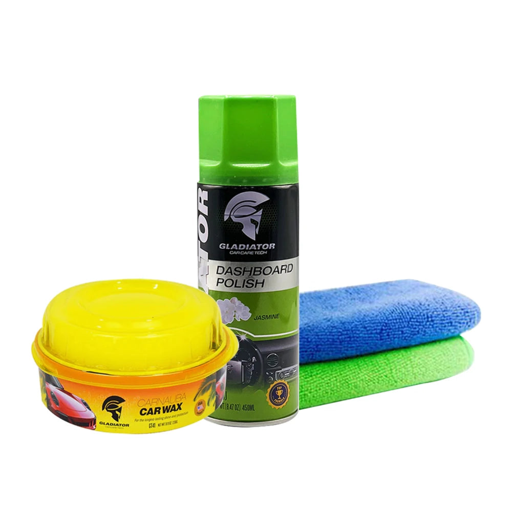 Gladiator Carnauba Car Wax and Dashboard Polish Kit