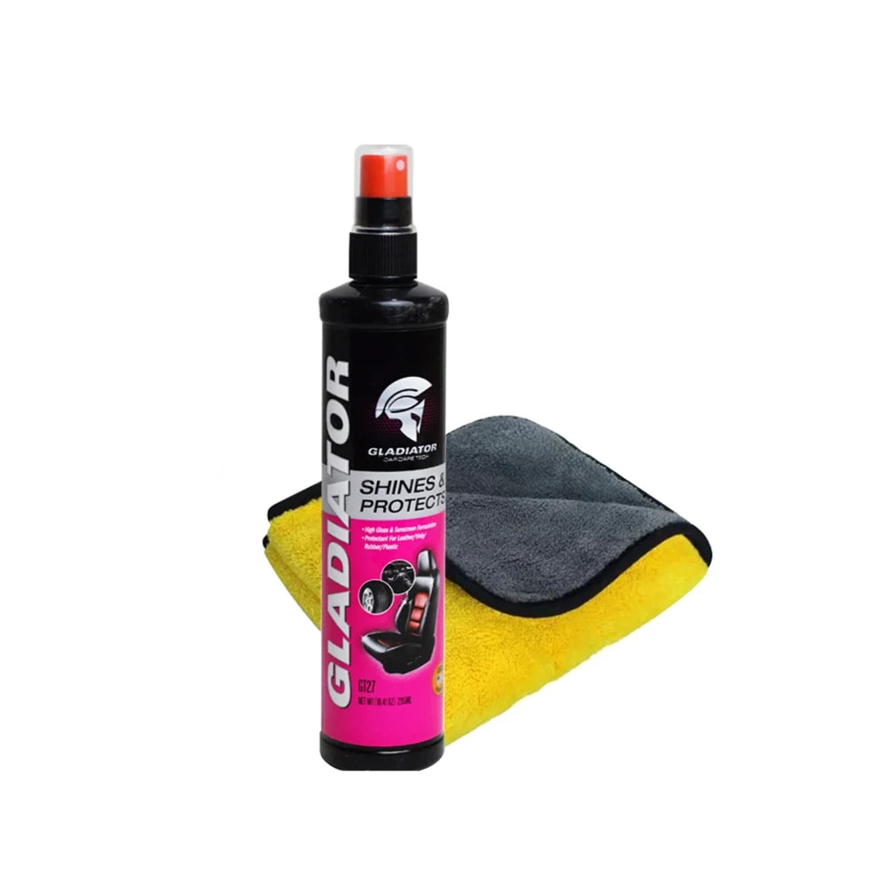 Gladiator Shines & Protects Interior & Exterior Protectant 295ml With Microfiber Cloth