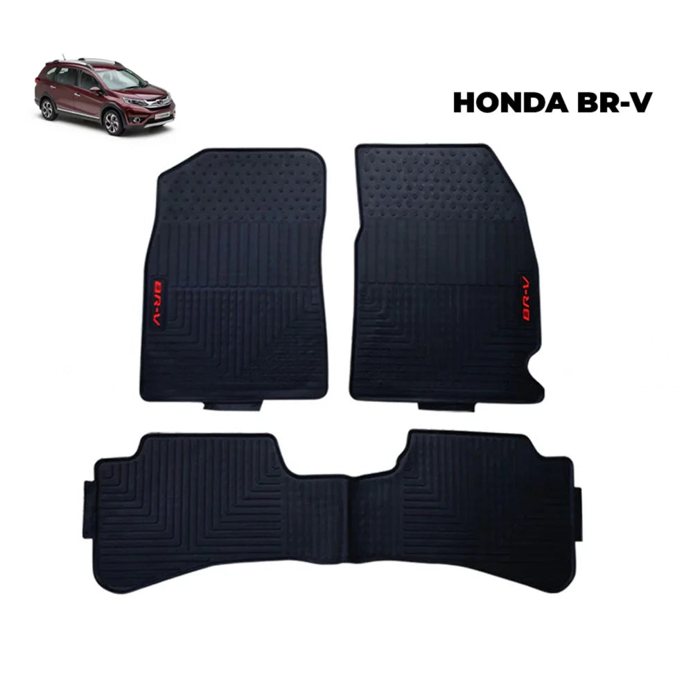 Set of black rubber floor mats with HONDA BR-V logo