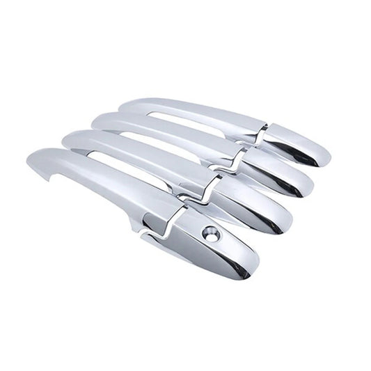 Set of chrome exterior door handle covers with rounded end caps