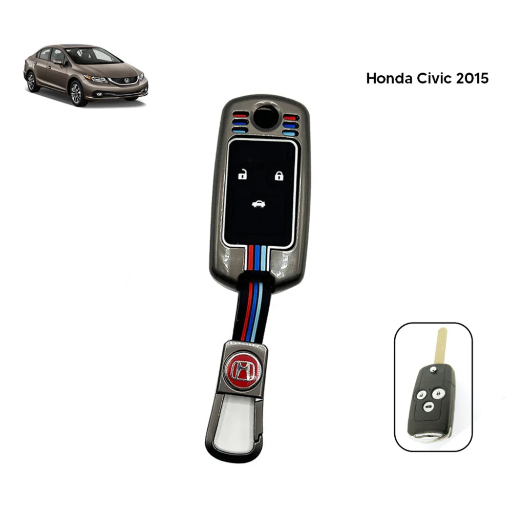 Honda Civic Metal Key Cover (2012-2015) – Premium Metallic Grey Case