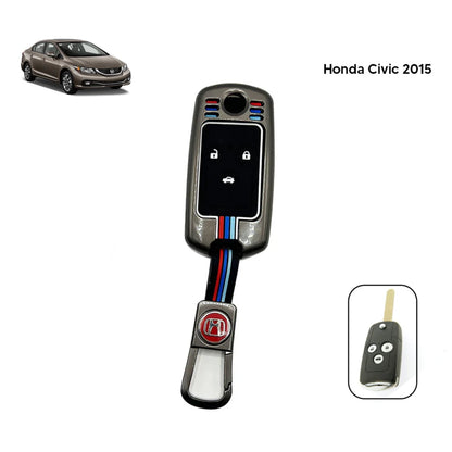 Honda Civic Metal Key Cover (2012-2015) – Premium Metallic Grey Case