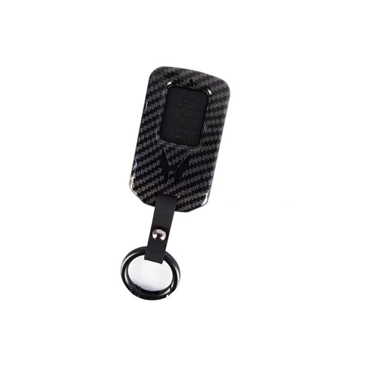 Black carbon fiber key fob cover case with key ring loop
