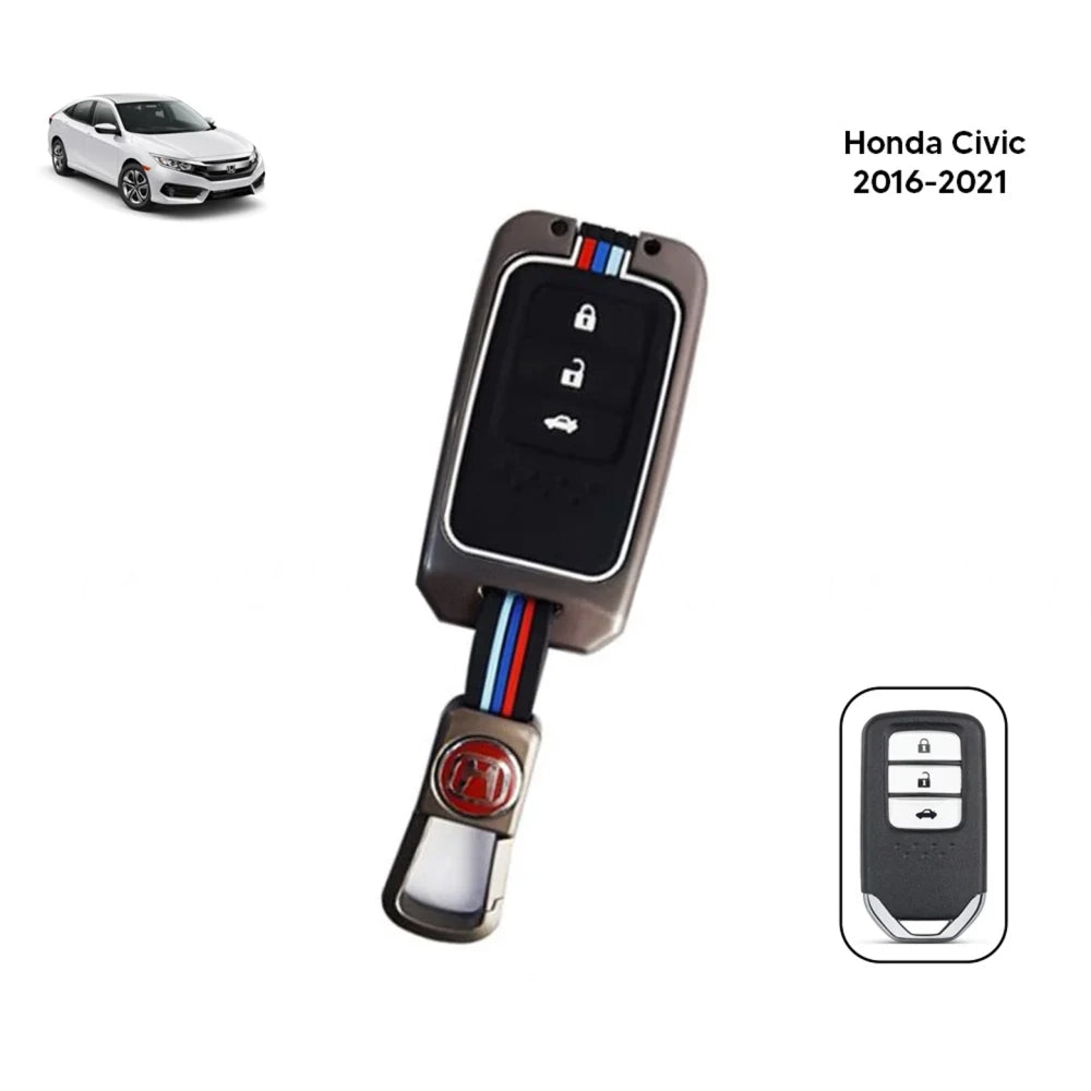 Honda Civic Metal Key Cover (2016-2021) – Premium Metallic Grey Case
