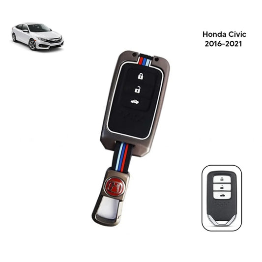 Metallic grey Honda key fob cover with black case and button icon panel