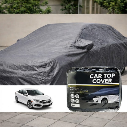 Gray non-woven waterproof car top cover with pouch; fits Civic 2016-21