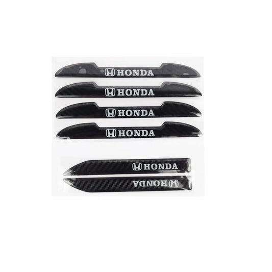 Car door guard and mirror protector covers with HONDA logo, carbon-look black