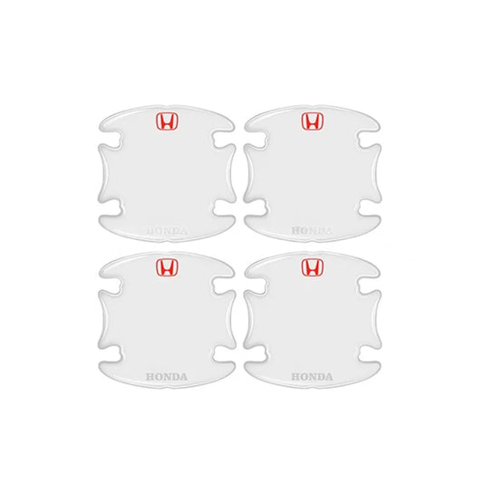 Four clear inner door handle protector pieces with Honda logos