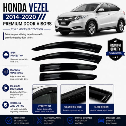 Honda Vezel TXR Air Press Without Chrome (2013-2020) – Black Door Visor Deflectors Set