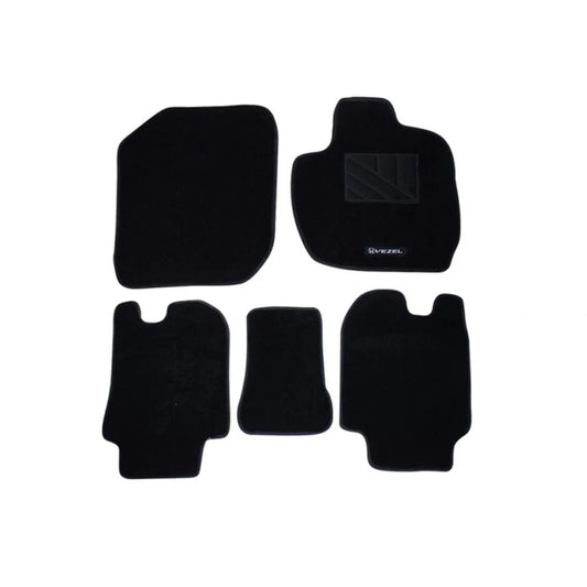 Black 3-piece carpet floor mat set with 5 shapes for Honda Vezel