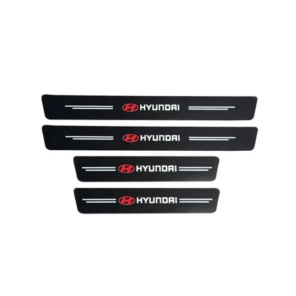 Hyundai Logo Car Door Floor Panel Guard Carbon Fiber Sill Protector