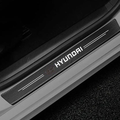 Hyundai Logo Car Door Floor Panel Guard Carbon Fiber Sill Protector
