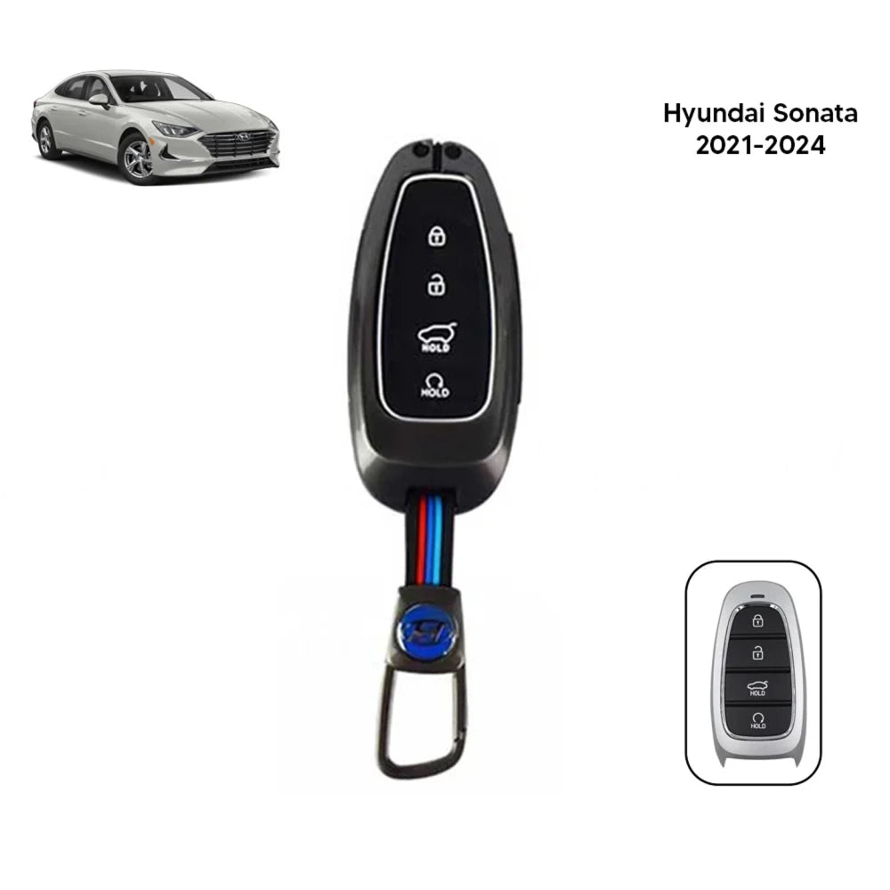Hyundai Sonata Metal Key Cover (2021-2024) – Premium Metallic Grey Case
