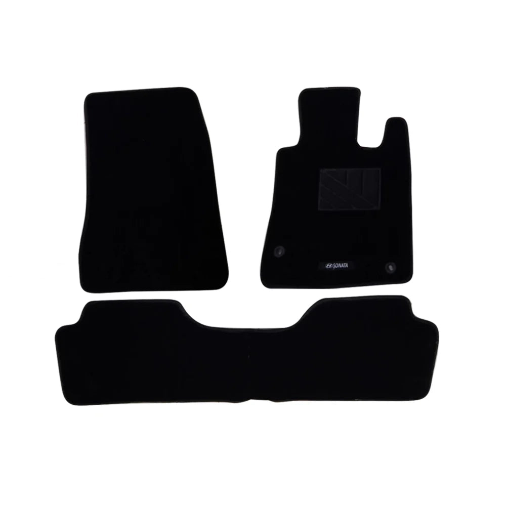 3-piece black carpet floor mats set with molded heel pad and cutouts