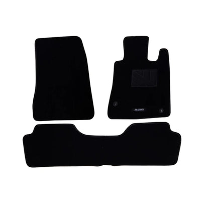 3-piece black carpet floor mats set with molded heel pad and cutouts
