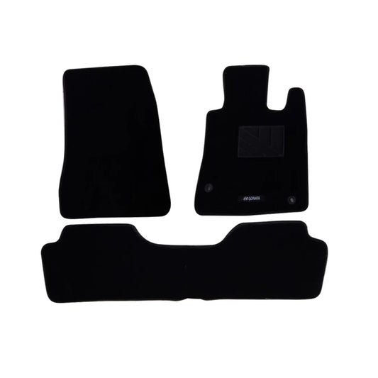3-piece black carpet floor mats set with molded heel pad and cutouts