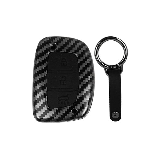 Carbon fiber key fob cover with black case and metal key ring loop