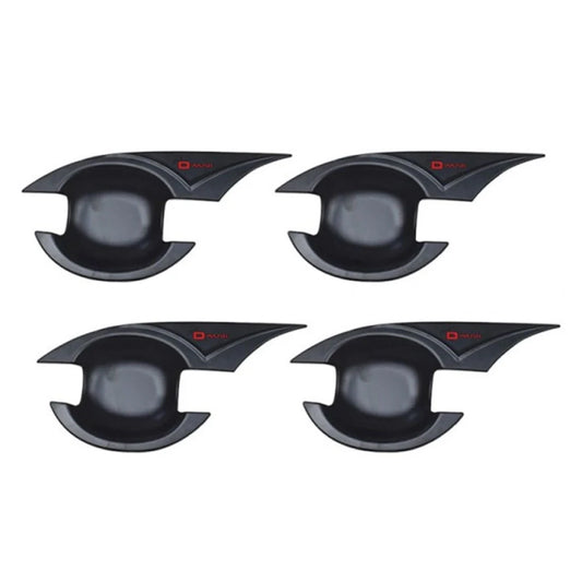 Set of four black door handle bowl covers with D-Max logos