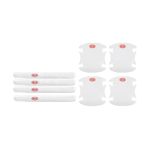 Set of clear KIA door handle scratch guards, multiple transparent shield pieces