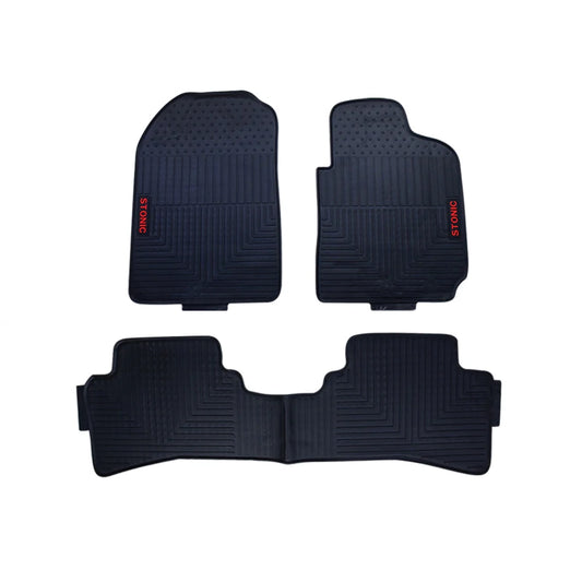 Kia Stonic black rubber floor mat set with raised pattern and molded heel pads
