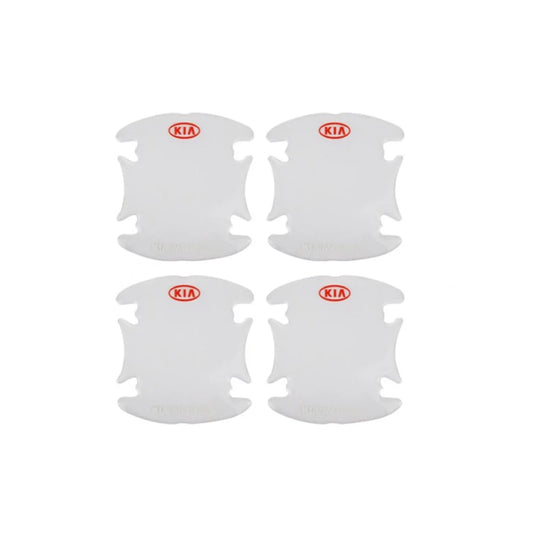 Set of four transparent door handle protectors with KIA emblems