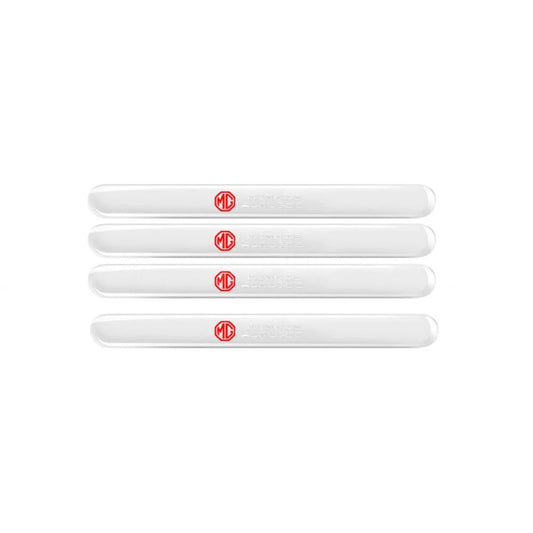Set of four MG logo transparent door handle protector strips.