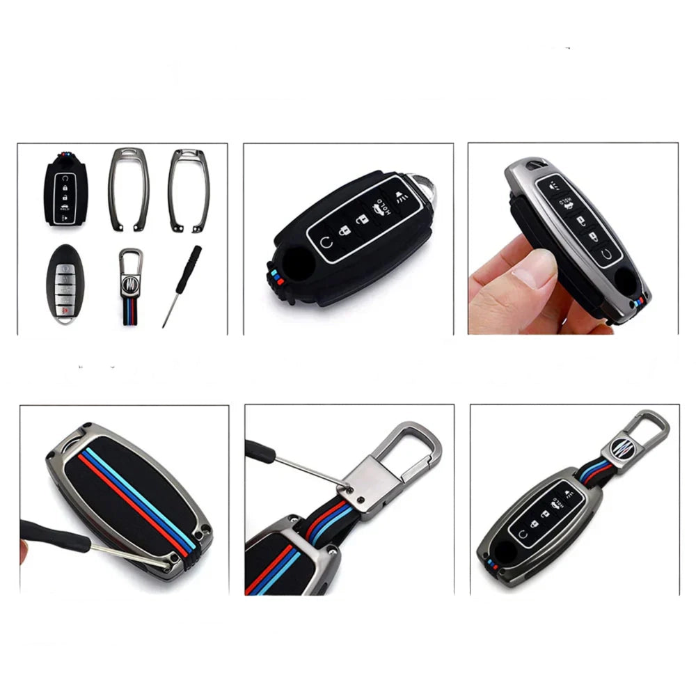 Hyundai Elantra Metal Key Cover (2021-2024) – Premium Metallic Grey Case