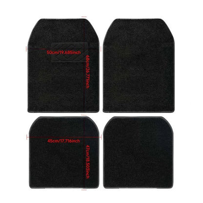 Set of 4 black rectangular car floor mats with fiber-optic star light finish