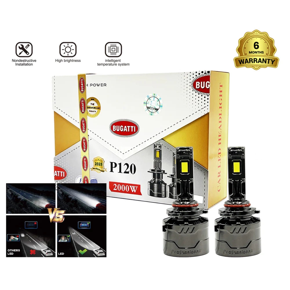 Bugatti P120 LED Headlight Bulb 2000W 20000LM 6000K